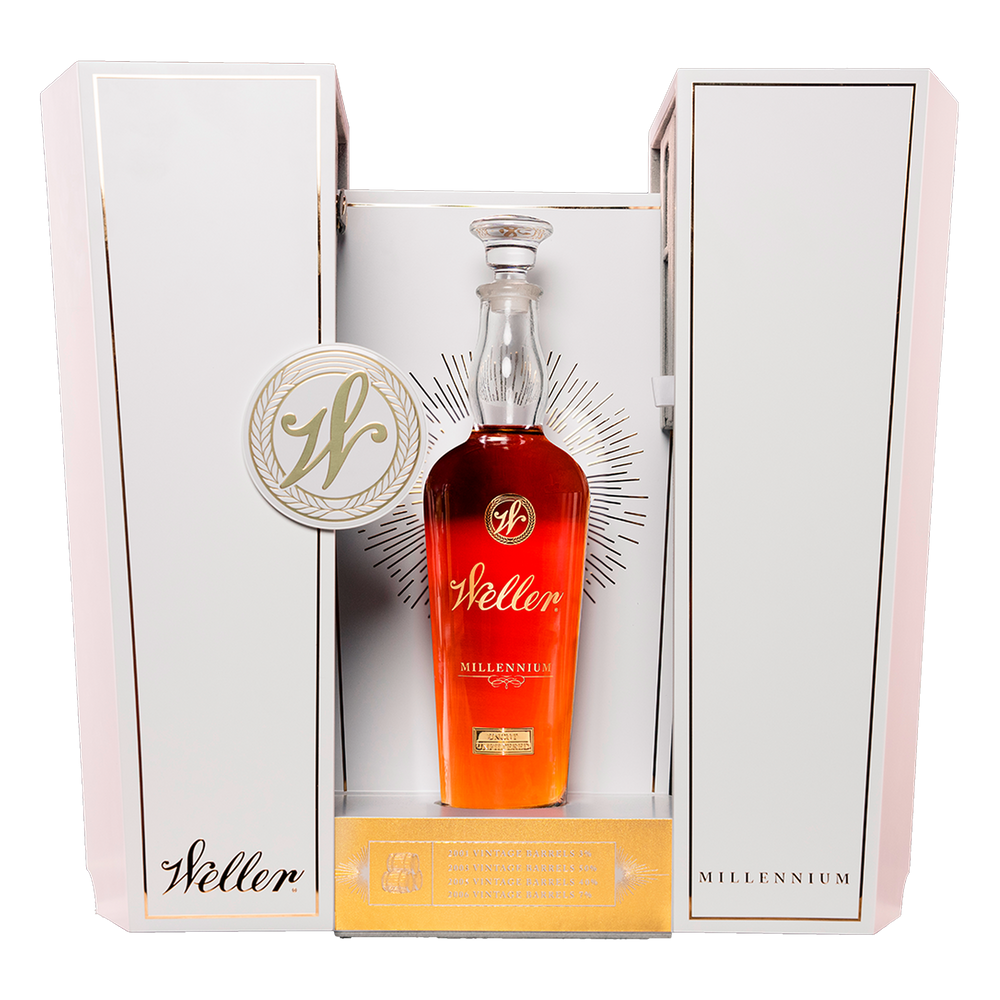Weller Millennium #3 — crystal decanter and illuminated presentation case, uncut and unfiltered
